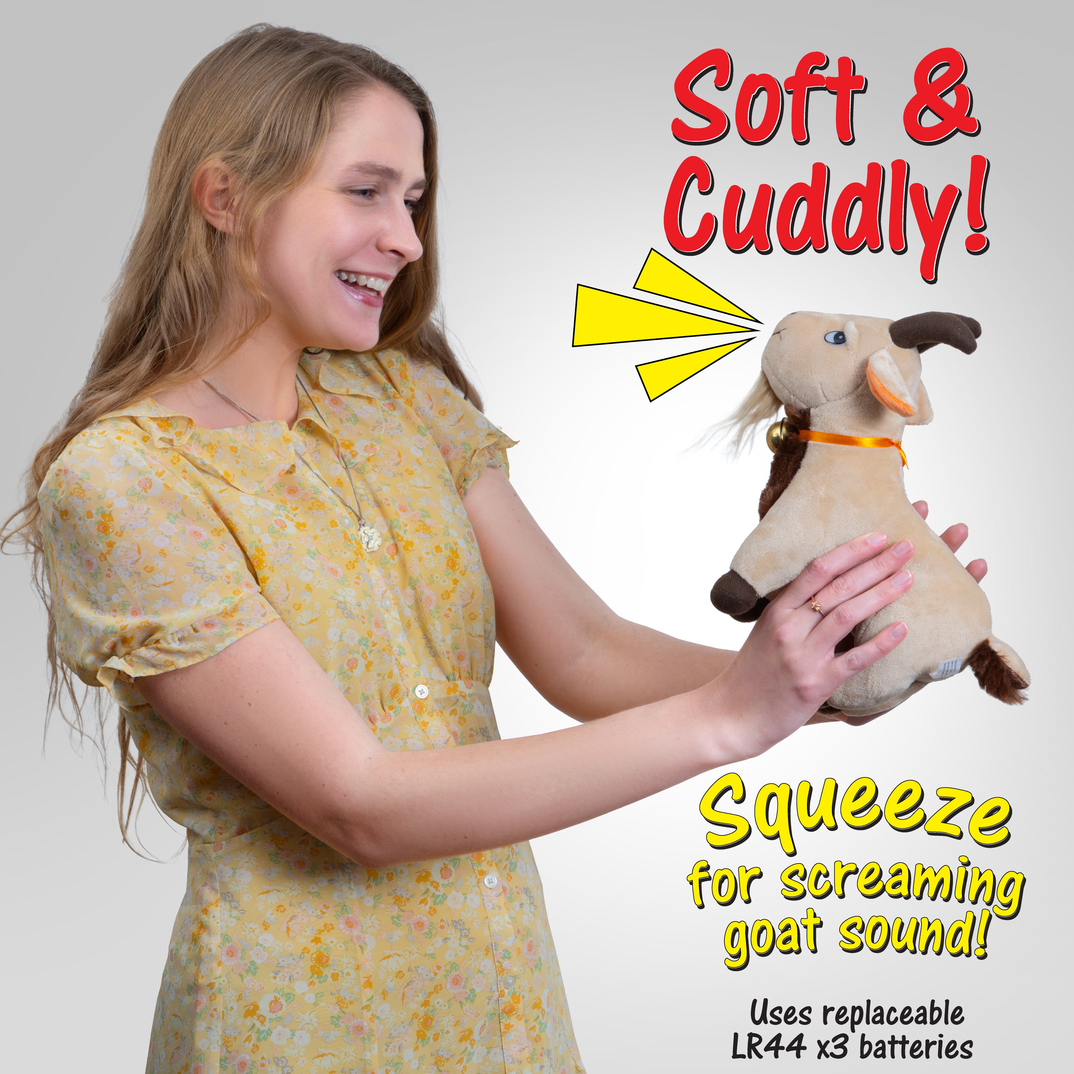 Screaming Goat Toy – 11” Plush Desk Toy Makes Hilarious Screaming Sound - Funny Gag Gift for Friends and Coworkers